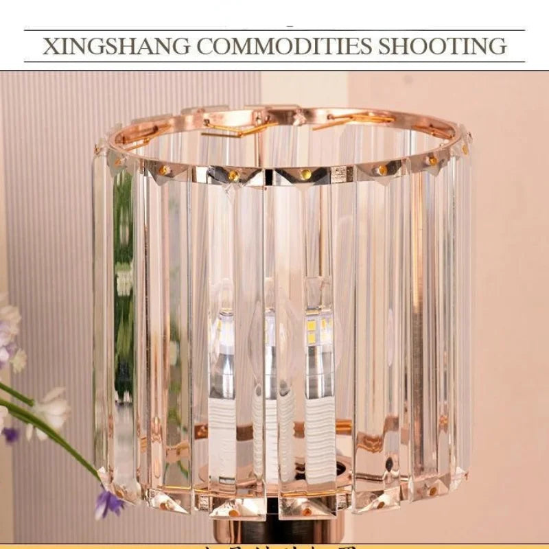 Lámpara de escritorio de cristal DecorBites™ con carga USB y luz nocturna para sala de estar o dormitorio.