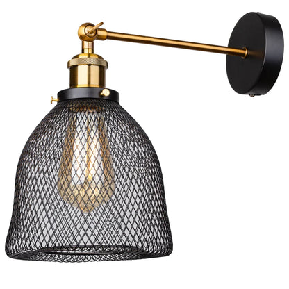 Aplique de pared LED industrial DecorBites™ con jaula, estilo retro loft, casquillo E27