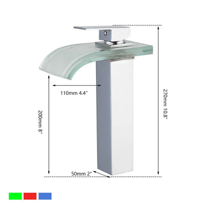 DecorBites™ LED Waterfall Basin Mixer Faucet Chrome Finish Single Handle Sink Tap