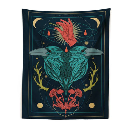 Decobites Tarot Ravens Key Tapestry: Hippie Witchcraft Wall Hanging for Home Decor