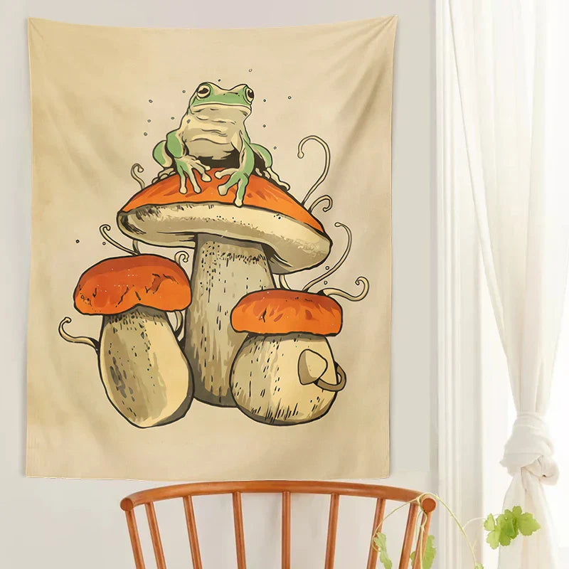 Decobites Frog Mushroom Psychedelic Tapestry Wall Hanging