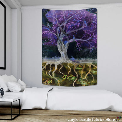 Decobites Tree Tapestry: Forest Starry Sky Hippie Wall Tapestries