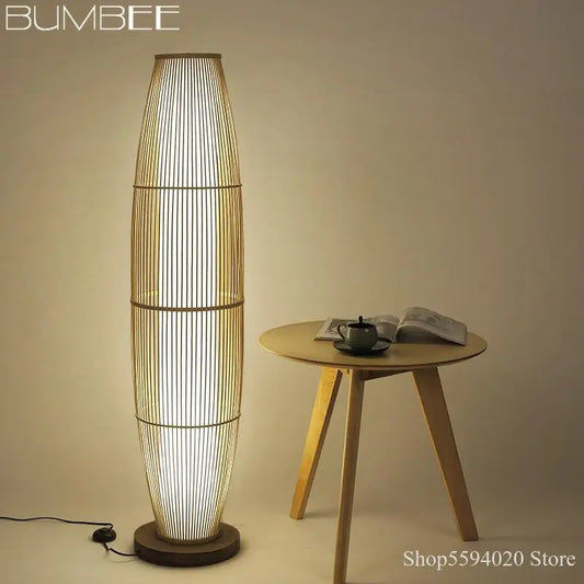 DecorBites™ Bamboo Floor Lamp: Modern Minimalist Living Room Standing Lamp