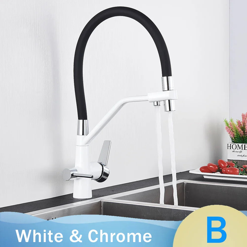 DecorBites™ Black 2-in-1 Pull Down Kitchen Faucet with Filtered Water