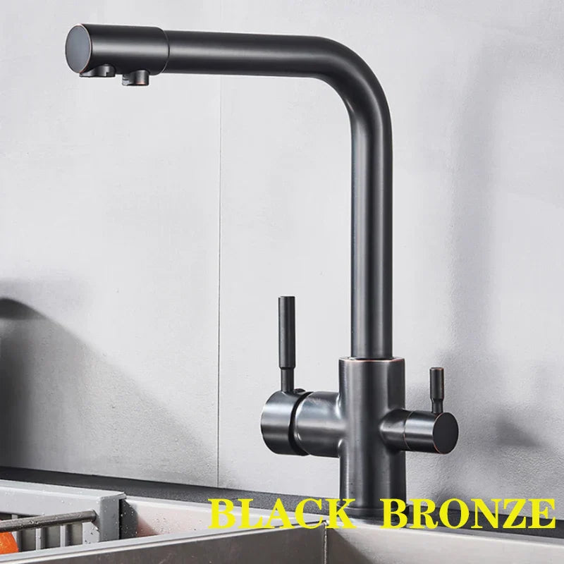 Decorbites™ Zweifachauslauf Chrom Küchenarmatur Wasserfilter Mischbatterie