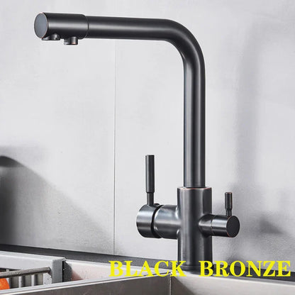 Decorbites™ Zweifachauslauf Chrom Küchenarmatur Wasserfilter Mischbatterie
