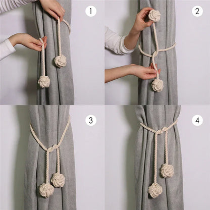 Decobites Handwoven Cotton Curtain Tieback Ball Pendant Mini Tapestry Decoration