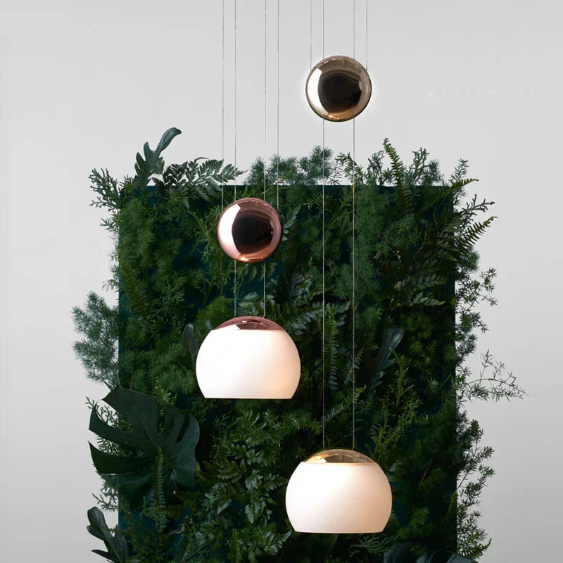 ديكوربايتس™ مصباح جوجو LED زجاجي حديث معلق، ارتفاع قابل للتعديل، إضاءة طاولة بجانب السرير باللون الذهبي