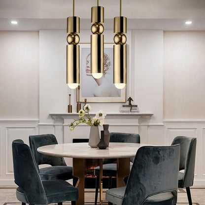 DecorBites™ Golden Cylinder Pipe LED Pendant Light - Modern Nordic Design
