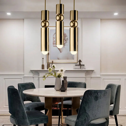 DecorBites™ Golden Cylinder Pipe LED Pendant Light - Modern Nordic Design