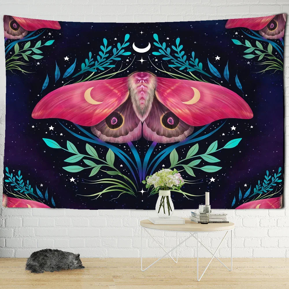 Decobites Psychedelic Butterfly Tapestry Wall Mount Moon Hippie Decor