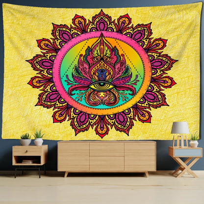 Psychedelic Eyes Tapestry Witchcraft Abstract Colorful Grim Reaper Hippie Home Decor by Decobites