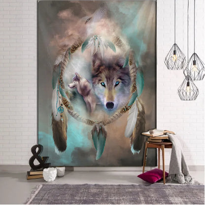 Decobites Wolf Tiger Lion Animal Tapestry Wall Hanging for Home Decor