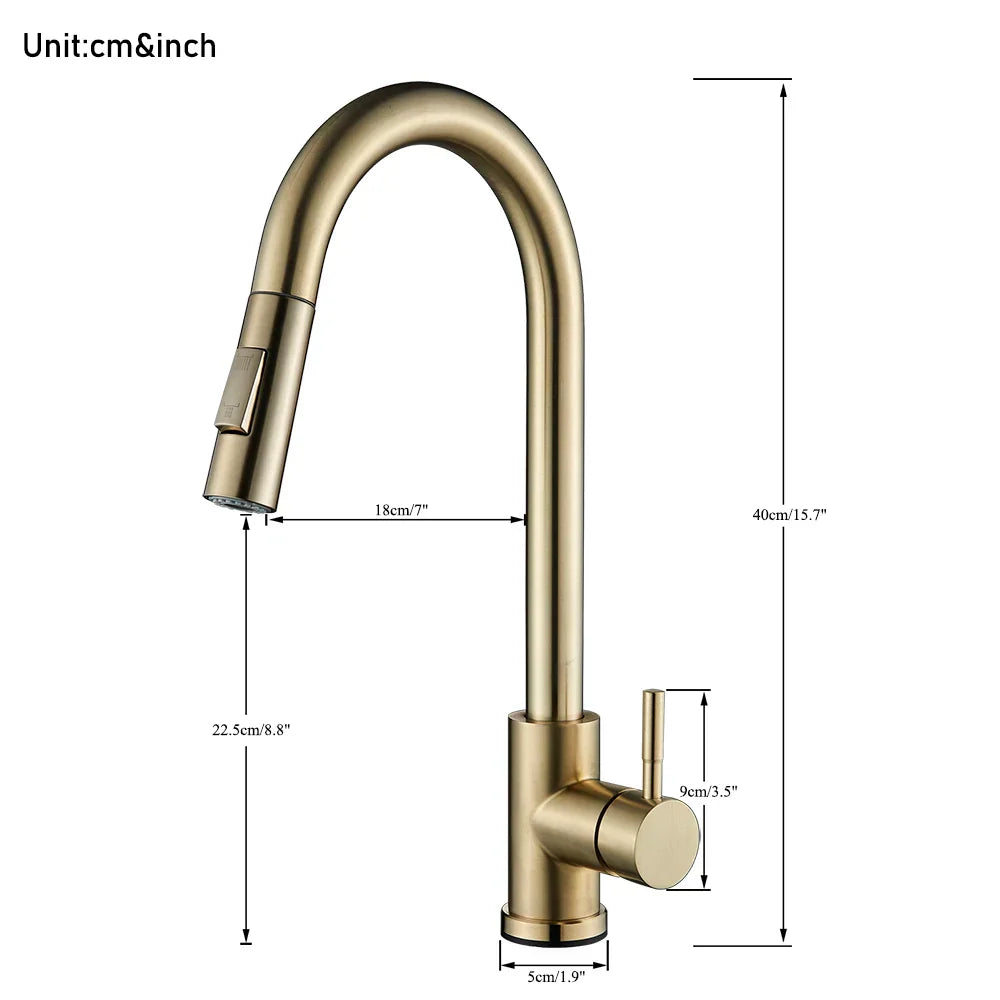 Grifo de Oro Decorbites™ con Control de Sensor Táctil para una Experiencia de Mezclador Sensible