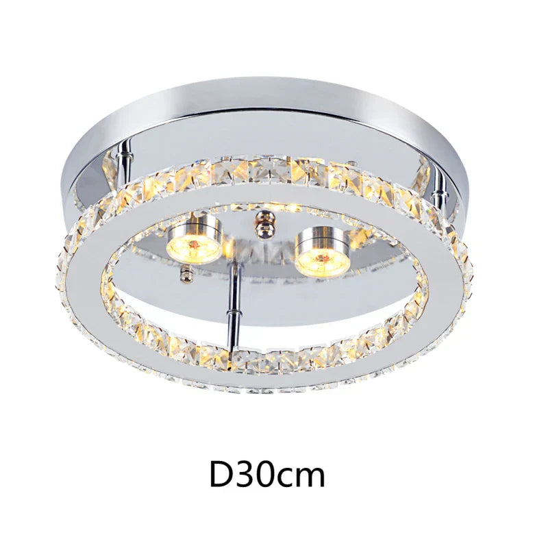 DecorBites™ Crystal LED Ceiling Light: Stainless Steel Round Fixture for Bedroom, Kitchen, Bathroom