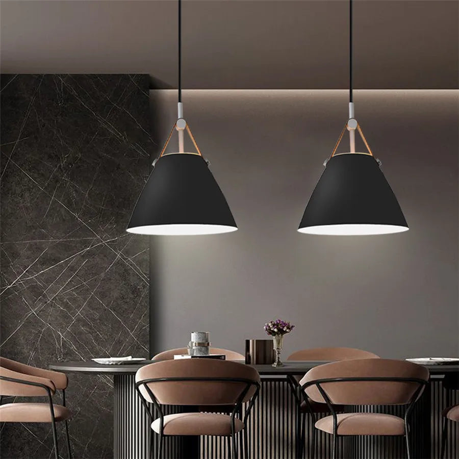 DecorBites™ Leather and Iron Finish Pendant Light Fixture for Kitchen Dinning Living Room