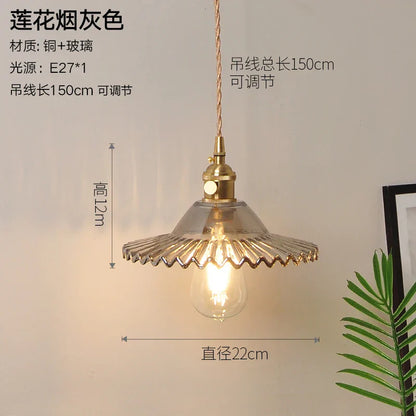 DecorBites™ Glass Copper Pendant Light: Modern Nordic Style Hanging Lamp for Kitchen, Dining, and Living Room