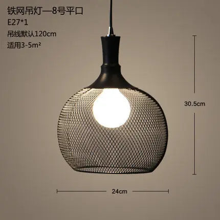 DecorBites™ Industrial Birdcage Chandelier: Retro Iron Net Hanging Lamp for Creative Home Lighting