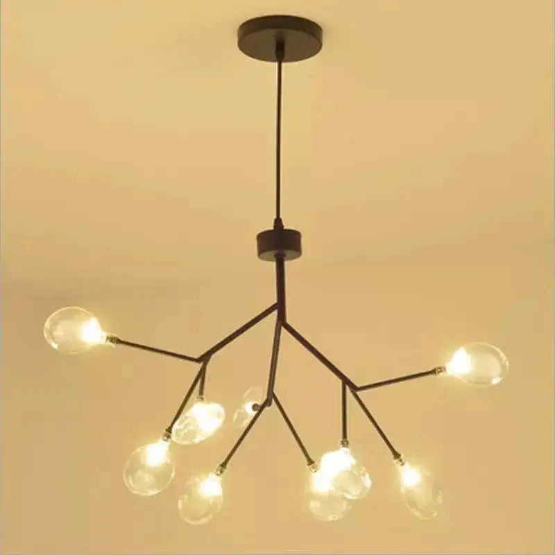 DecorBites™ Heracleum Firefly Glass Ball Chandelier: Gold Luxury Lighting for Dining Kitchen Staircase