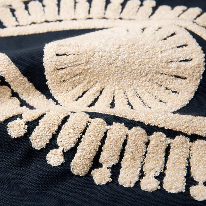 DecorBites™ Embroidered Cotton Pillow Cover 45x45cm, Navy Pink Decorative Throw Pillow