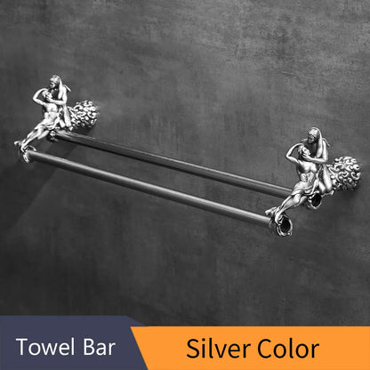 DecorBites™ Double Towel Bars: Gold/Silver Bathroom Towel Rack Holder, Wall Mounted Brass