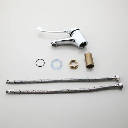 DecorBites™ Brass Long Handle Basin Faucet Mixer Tap Deck Mount Chrome Polished