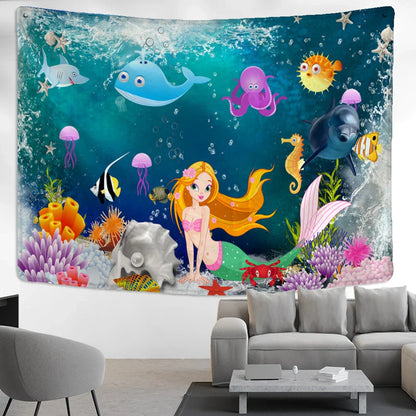 Decobites Underwater World Tapestry Wall Hanging - Boho Hippie Room Decor