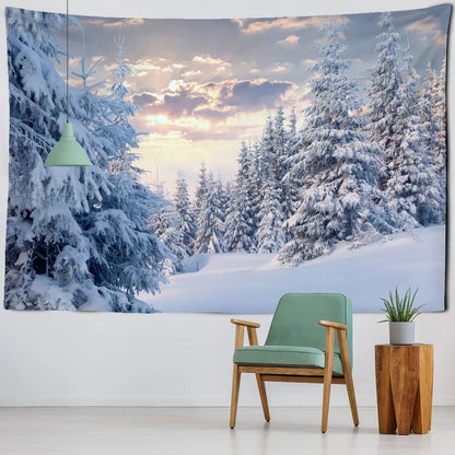 Decobites Snow Scenery Bohemian Tapestry Wall Hanging for Small Fresh Living Room Decor