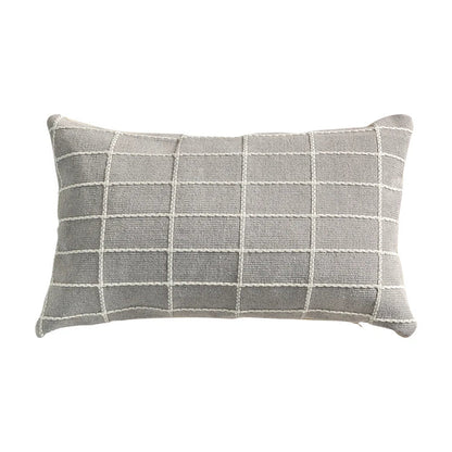 DecorBites™ Cotton Woven Check Yellow Grey Ivory Cushion Cover for Home Living Room