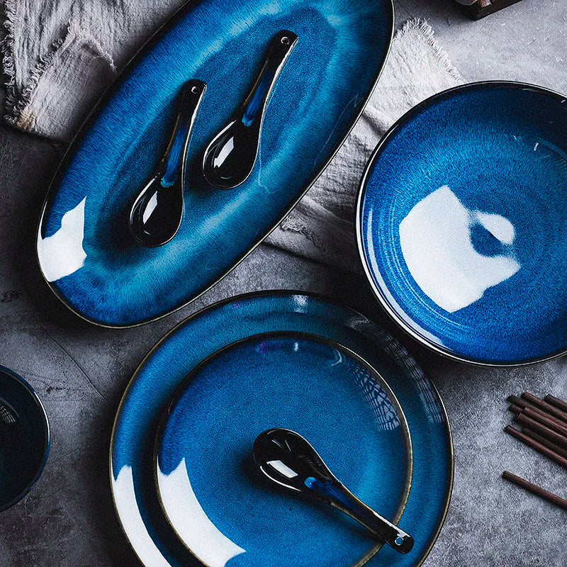 Blue Ceramic Tableware Set