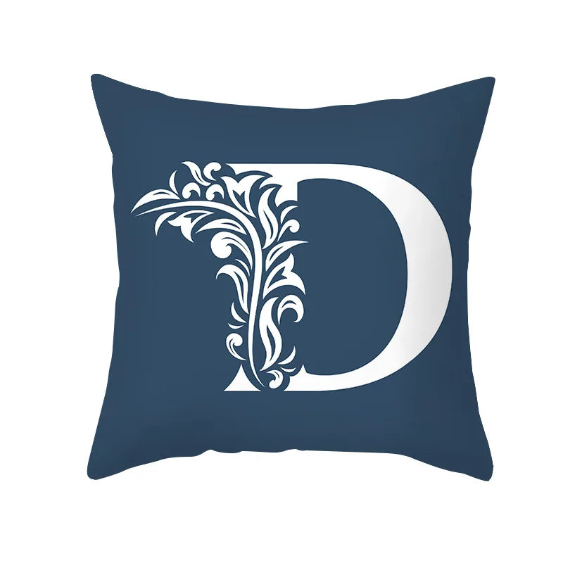 DecorBites™ Blue Letter Pillowcase Solid Color Fleece Sofa Cushion, 45x45CM
