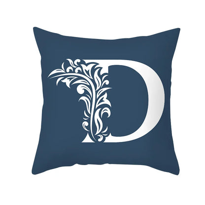 DecorBites™ Blue Letter Pillowcase Solid Color Fleece Sofa Cushion, 45x45CM