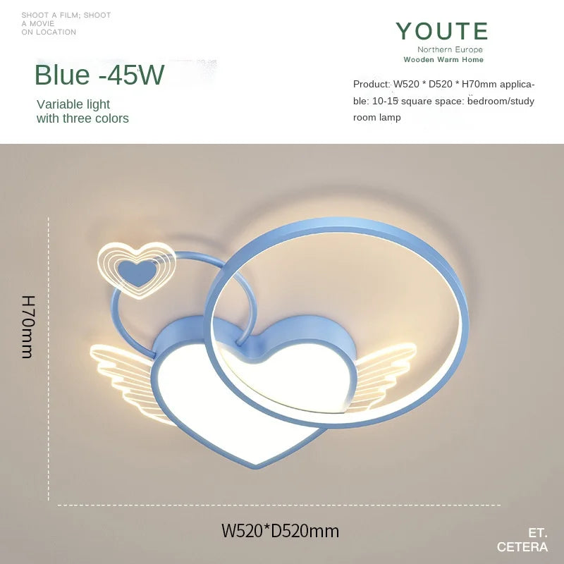 DecorBites™ Heart Shape LED Ceiling Light for Girls Room, Bedroom, or Children's Room