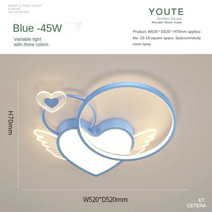 DecorBites™ Heart Shape LED Ceiling Light for Girls Room, Bedroom, or Children's Room