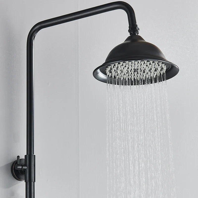 DecorBites™ Dual Handle Black Shower Set Faucet with Rainfall Shower Mixer Tap