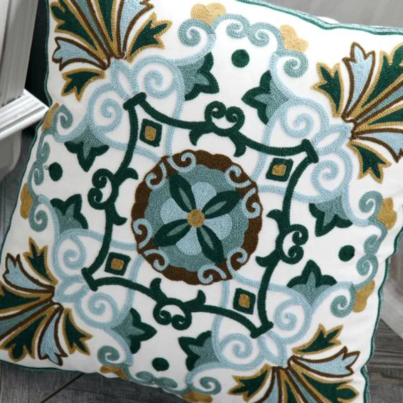 DecorBites™ Ethnic Style Canvas Embroidery Pillow Cover 45x45cm