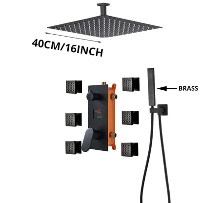 DecorBites™ Digital Display Luxury Rainfall Shower Faucet with Massage System & Bathtub Faucet