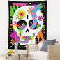 Decobites Psychedelic Floral Skull Tapestry Wall Hanging Rug for Bedroom and Living Room