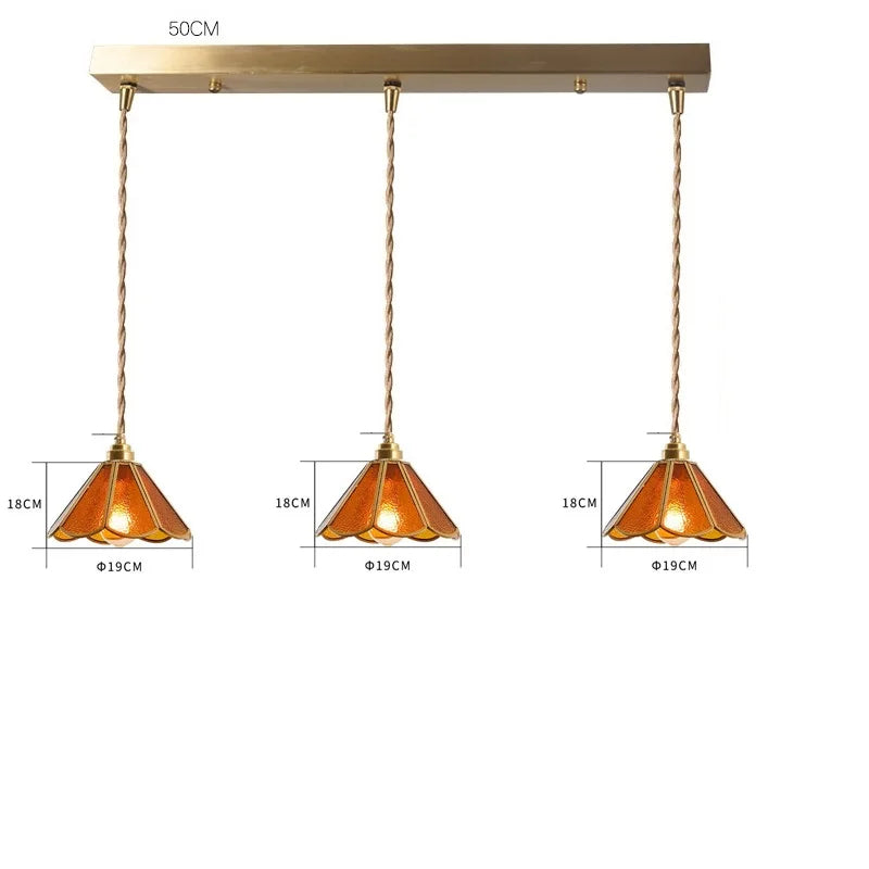 DecorBites™ Japanese Vintage Glass Copper LED Pendant Lamp for Bedroom, Bar, Cafe