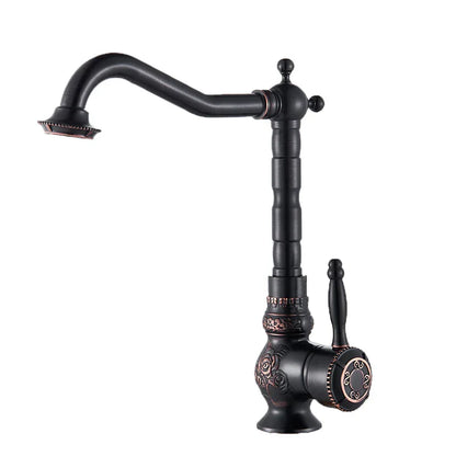 خلاط حوض الحمام من DecorBites™ المصنوع من النحاس العتيق، بمقبض واحد لصنبور الماء الساخن والبارد