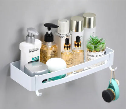 DecorBites™ Brushed Gold Aluminum Bathroom Corner Shelf Wall Mounted Shower Shampoo Holder