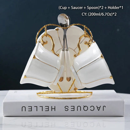 DecorBites™ Elegant Bone China Tea Set Luxury Porcelain Coffee Pot Creamer Sugar Bowlcaffold