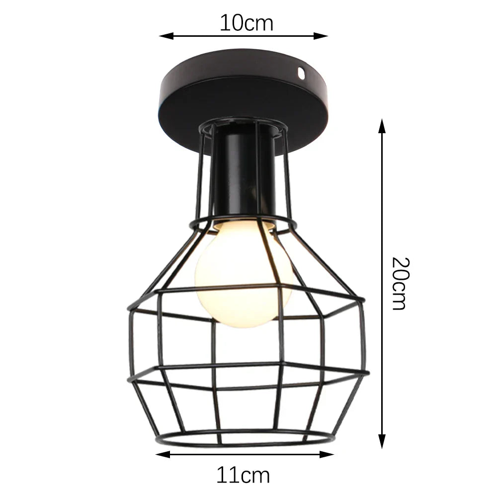 DecorBites™ Iron Cage Ceiling Light Modern Nordic Retro Black Loft E27 Home Lighting