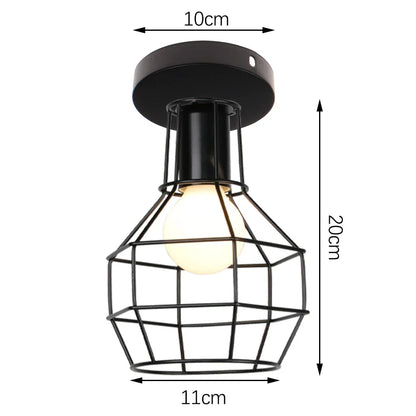 DecorBites™ Iron Cage Ceiling Light Modern Nordic Retro Black Loft E27 Home Lighting