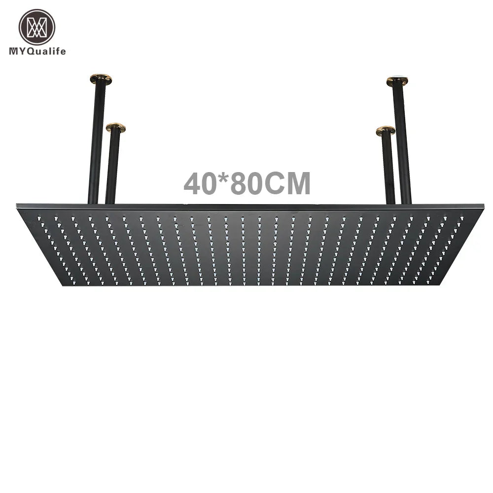 رأس دش DecorBites™‎ بإضاءة LED مقاس 16×32 بوصة - تصميم مربع فاخر متغير الألوان