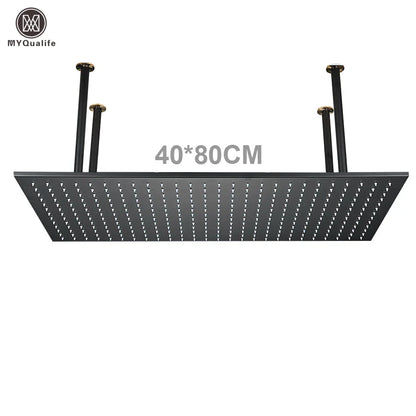 رأس دش DecorBites™‎ بإضاءة LED مقاس 16×32 بوصة - تصميم مربع فاخر متغير الألوان