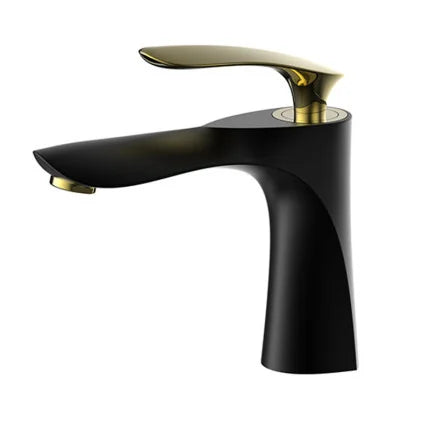 Decorbites™ Grifo de Lavabo Dorado con Asa Única Mezclador de Agua Caliente y Fría Montaje en Cubierta