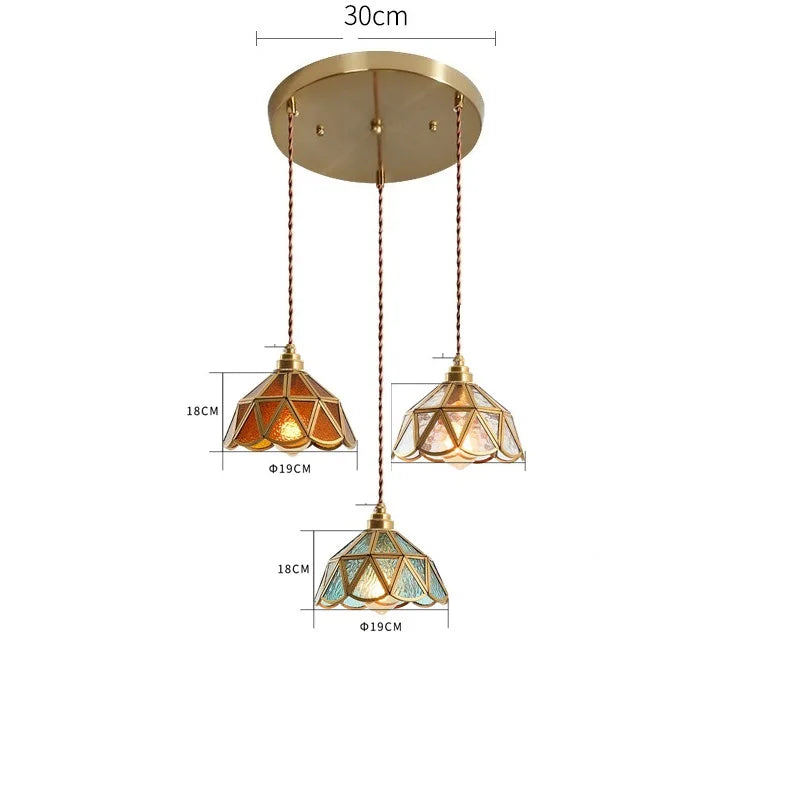 DecorBites™ Japanese Vintage Glass Copper LED Pendant Lamp for Bedroom, Bar, Cafe