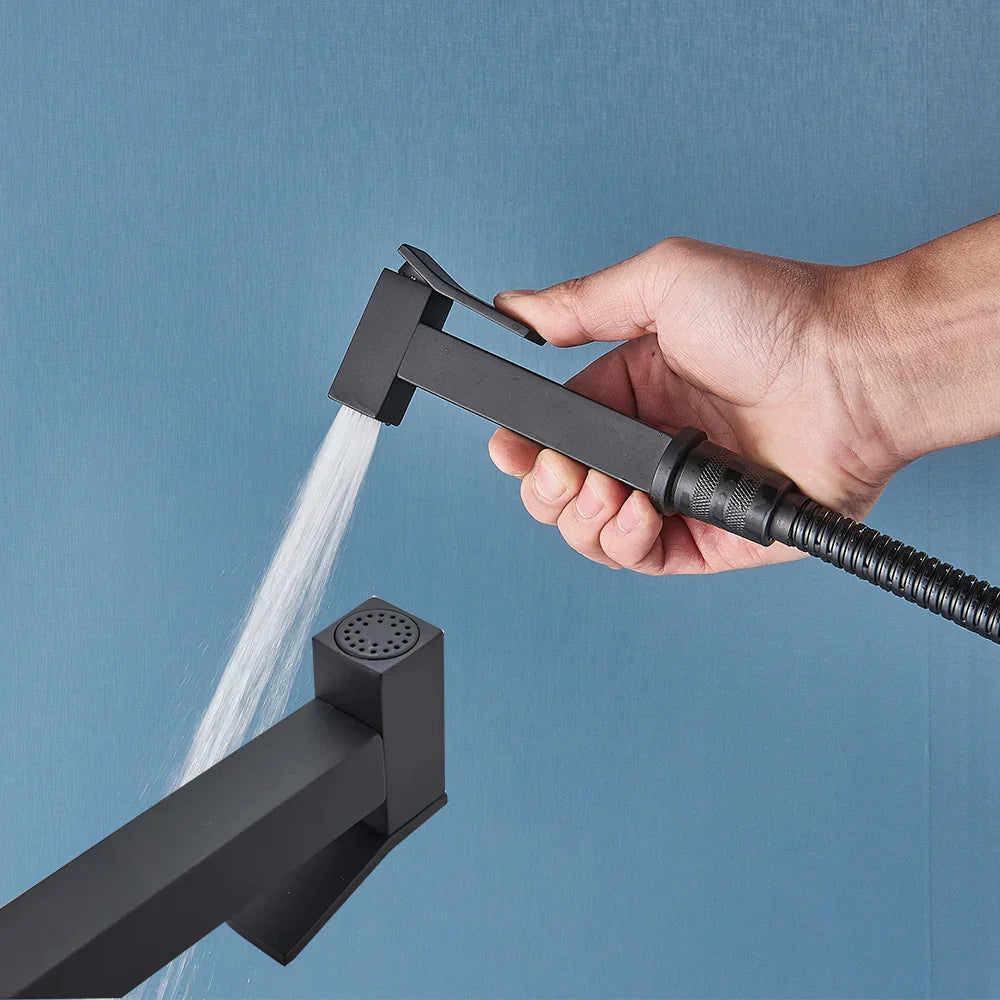 DecorBites™ Brass Bidet Sprayer Faucet Set - Hot Cold Mixer, Wall Mounted Toilet Shattaf