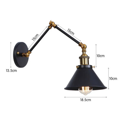Aplique de pared vintage de cobre negro Decorbites™ con brazo largo para dormitorio de hogar